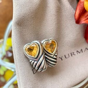 David Yurman Vintage Shrimp Citrine Heart Earrings